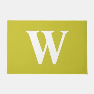 Modern Monogram Yellow Gold White Letter W Doormat