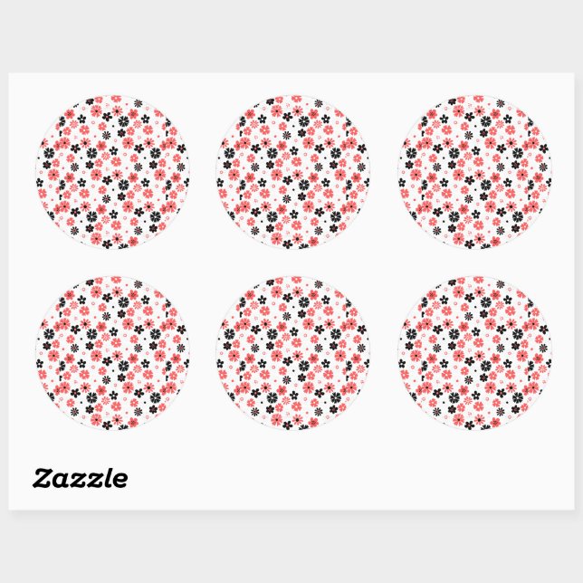 Modern  Monogramed Floral Pattern Classic Round Sticker (Sheet)