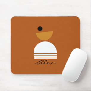 Modern monogramed minimal design Brown abstract Mo Mouse Mat