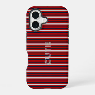 Modern Monogramed Striped iPhone 16 Case