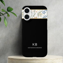 Modern Monogramm Cute Black Floral Pattern