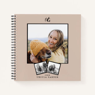 Modern  Monogrammed  3-Photo Notebook