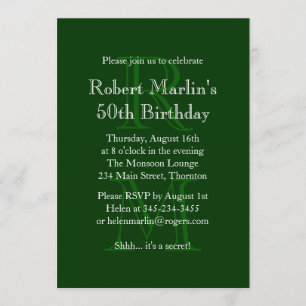 Modern Monogrammed Birthday Invitation  (green)
