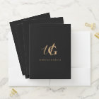 Modern Monogrammed Black and Gold Script