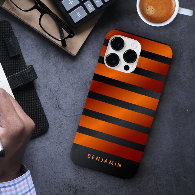 Modern Monogrammed Black and Orange Case-Mate iPhone Case (Creator Uploaded)
