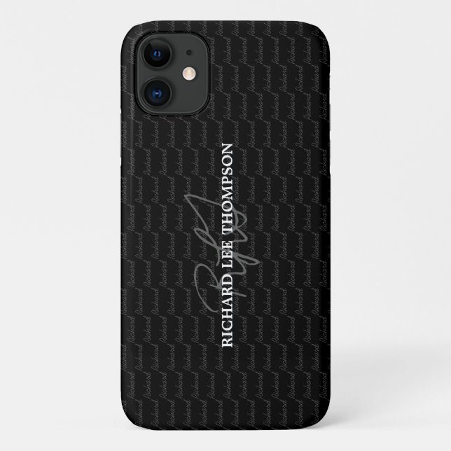 modern monogrammed black  Case-Mate iPhone case (Back)