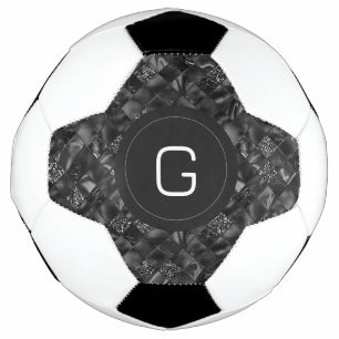Modern Monogrammed Black Faux Glitter Pattern Football