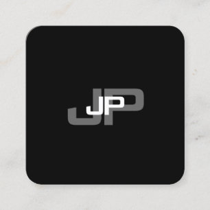 Modern Monogrammed Black White Simple Template Square Business Card