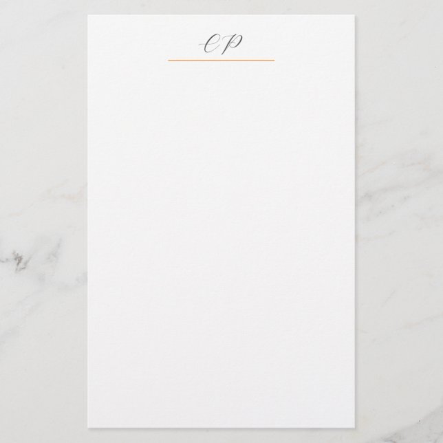 Modern Monogrammed Calligraphy Plain Simple Name Stationery (Front)