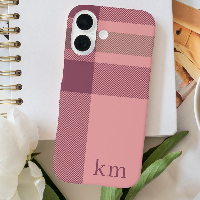 Modern Monogrammed Chic Pink Girly  Case-Mate iPhone Case (Creator Uploaded)