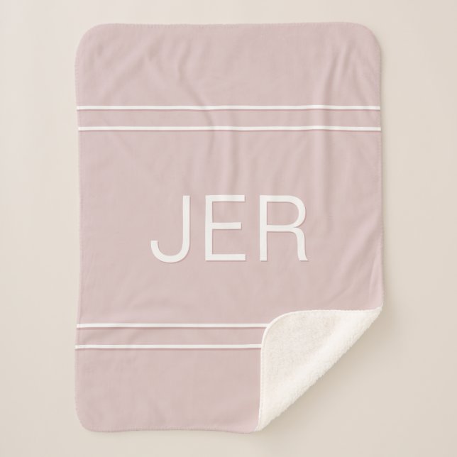 Modern Monogrammed Custom Initials Chic Pink Sherpa Blanket (Front)