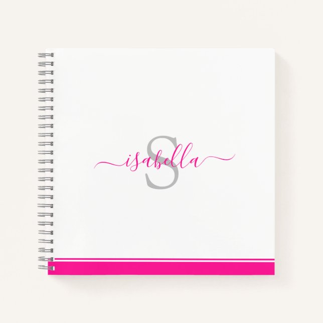 Modern Monogrammed Elegant Pink Notebook (Front)
