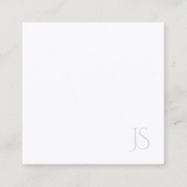 Modern Monogrammed Elegant Simple Template Square Business Card (Front)