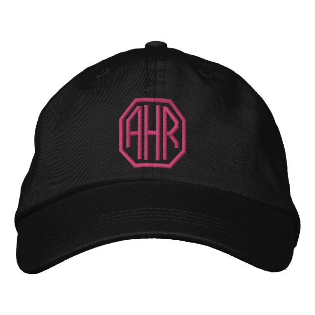 Modern Monogrammed Embroidered Hat (Front)