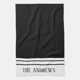 Modern Monogrammed Family Name Kitchen Towels