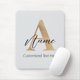 Modern Monogrammed Initial A & Name Personalised Mouse Mat