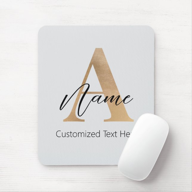 Modern Monogrammed Initial A & Name Personalised Mouse Mat (With Mouse)