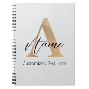 Modern Monogrammed Initial A & Name Personalised Notebook