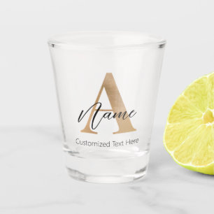 Modern Monogrammed Initial A & Name Personalised Shot Glass