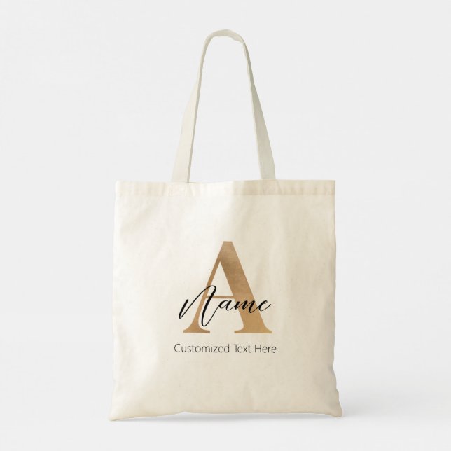 Modern Monogrammed Initial A & Name Personalised Tote Bag (Back)