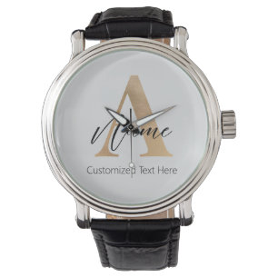 Modern Monogrammed Initial A & Name Personalised Watch