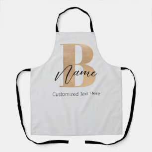 Modern Monogrammed Initial B & Name Personalised Apron