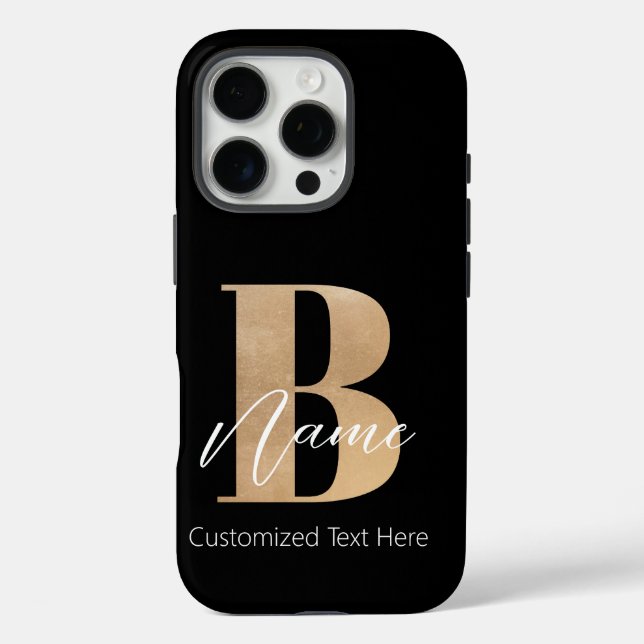 Modern Monogrammed Initial B & Name Personalised Case-Mate iPhone Case (Back)
