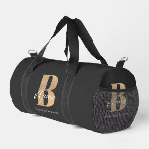 Modern Monogrammed Initial B & Name Personalised Duffle Bag