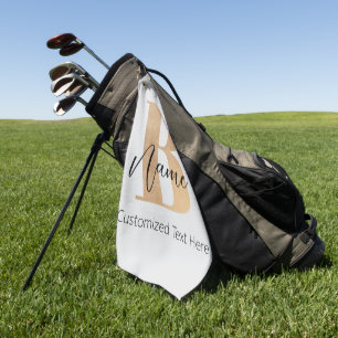 Modern Monogrammed Initial B & Name Personalised Golf Towel
