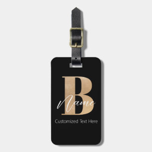Modern Monogrammed Initial B & Name Personalised Luggage Tag