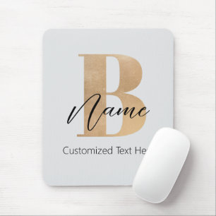 Modern Monogrammed Initial B & Name Personalised Mouse Mat