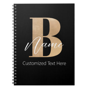 Modern Monogrammed Initial B & Name Personalised Notebook