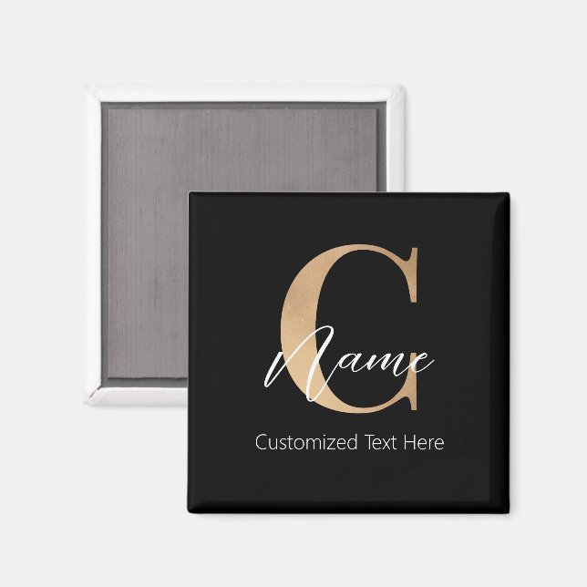 Modern Monogrammed Initial C & Name Personal Magnet (Front/Back)