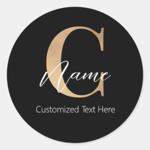 Modern Monogrammed Initial C & Name Personalised Classic Round Sticker