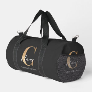 Modern Monogrammed Initial C & Name Personalised Duffle Bag