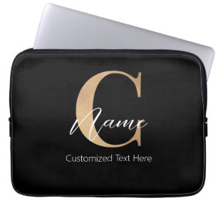 Modern Monogrammed Initial C & Name Personalised Laptop Sleeve