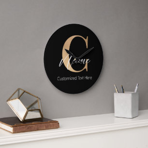 Modern Monogrammed Initial C & Name Personalised Large Clock