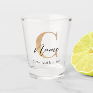 Modern Monogrammed Initial C & Name Personalised Shot Glass