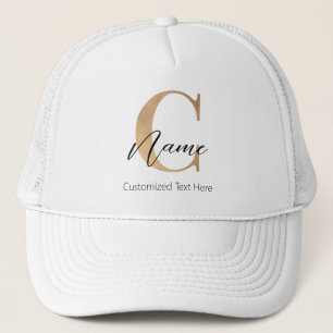 Modern Monogrammed Initial C & Name Personalised Trucker Hat
