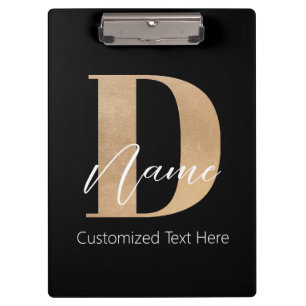 Modern Monogrammed Initial D & Name Personalised Clipboard