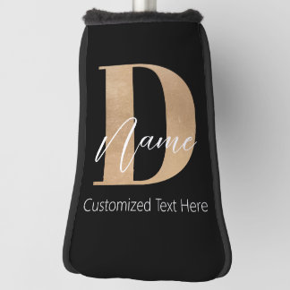Modern Monogrammed Initial D & Name Personalised Golf Head Cover