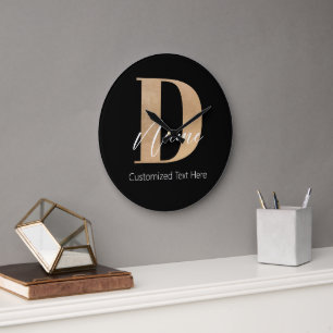 Modern Monogrammed Initial D & Name Personalised Large Clock