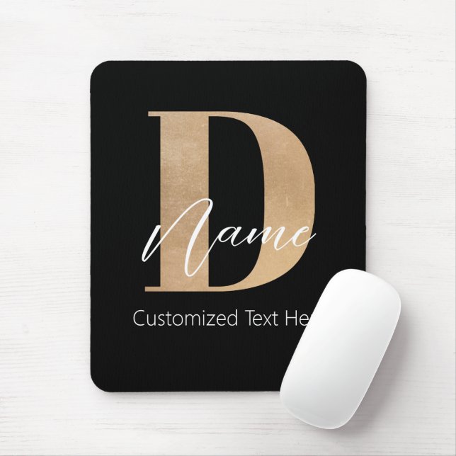 Modern Monogrammed Initial D & Name Personalised Mouse Mat (With Mouse)