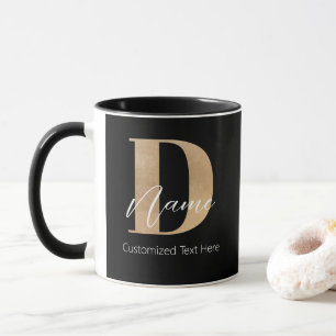 Modern Monogrammed Initial D & Name Personalised Mug