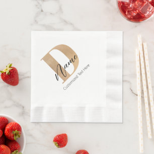 Modern Monogrammed Initial D & Name Personalised Napkin