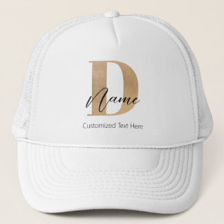 Modern Monogrammed Initial D & Name Personalised Trucker Hat