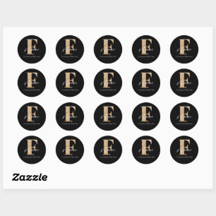 Modern Monogrammed Initial F & Name Personalised Classic Round Sticker