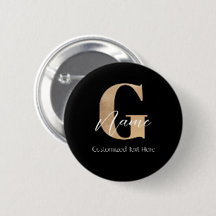 Modern Monogrammed Initial G & Name Personalised 6 Cm Round Badge