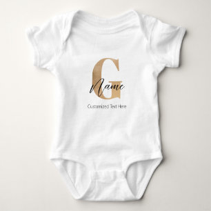 Modern Monogrammed Initial G & Name Personalised Baby Bodysuit