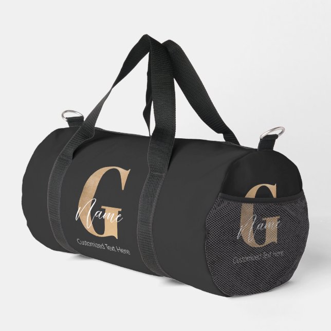 Modern Monogrammed Initial G & Name Personalised Duffle Bag (Right Corner)